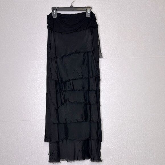 Scandal Italy Shredded Tiered Silk Ruffle Skirt - Picture 2 of 5